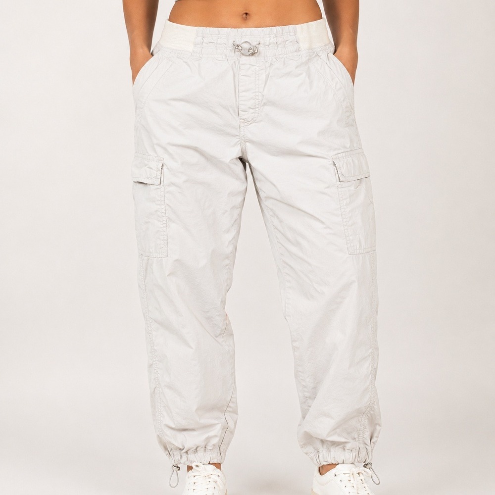 Calvin Klein Performance Womens Cargo Pants Light Gray Elastic Waist Size S